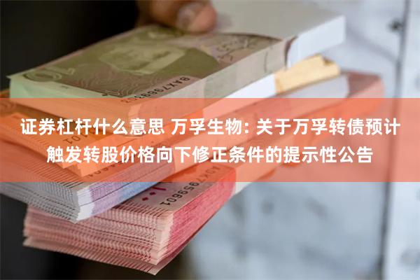 证券杠杆什么意思 万孚生物: 关于万孚转债预计触发转股价格向下修正条件的提示性公告