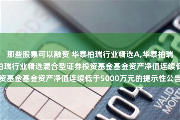 那些股票可以融资 华泰柏瑞行业精选A,华泰柏瑞行业精选C: 关于华泰柏瑞行业精选混合型证券投资基金基金资产净值连续低于5000万元的提示性公告