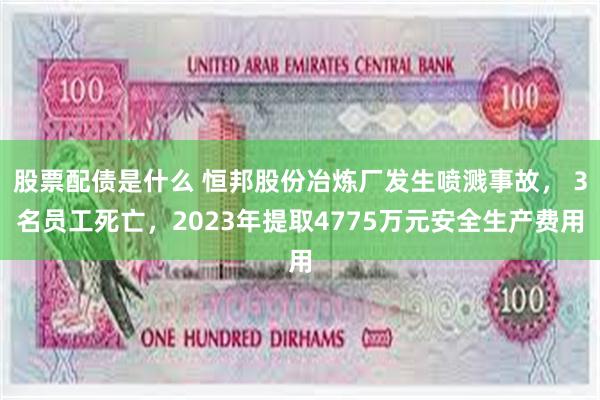 股票配债是什么 恒邦股份冶炼厂发生喷溅事故， 3名员工死亡，2023年提取4775万元安全生产费用