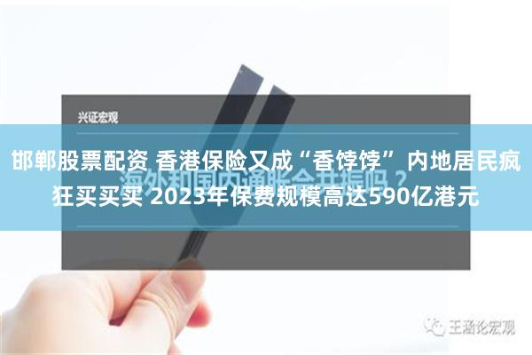邯郸股票配资 香港保险又成“香饽饽” 内地居民疯狂买买买 2023年保费规模高达590亿港元