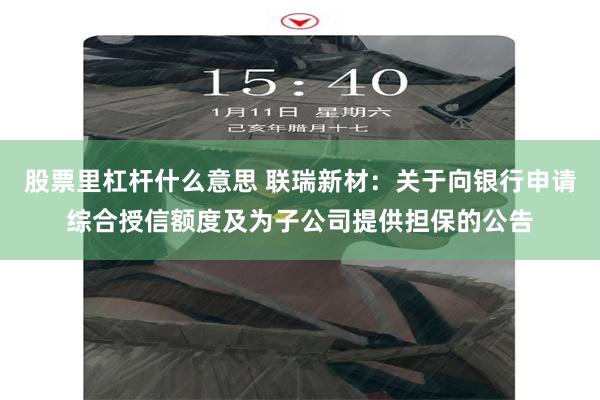 股票里杠杆什么意思 联瑞新材：关于向银行申请综合授信额度及为子公司提供担保的公告