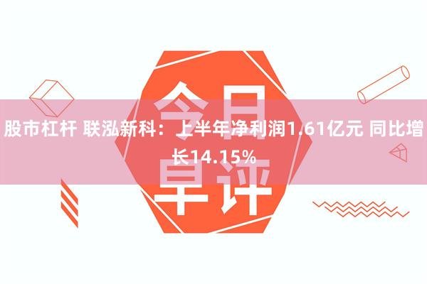 股市杠杆 联泓新科：上半年净利润1.61亿元 同比增长14.15%
