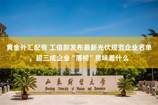 黄金外汇配资 工信部发布最新光伏规范企业名单,超三成企业“落榜”意味着什么